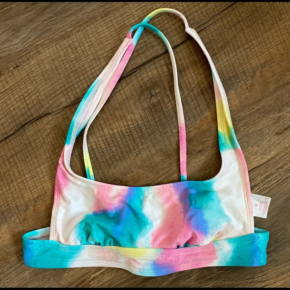 XHILARATION HALTER WATERCOLOR SWIMSUIT TOP